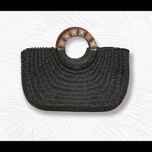 Coldwater Creek Black Wicker Large Tote